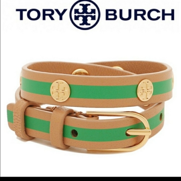 Tory Burch Preppy Green and Tan Leather Wrap Braclet 💚⭐💚⭐💚⭐ - Picture 7 of 7